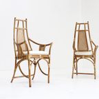 Vintage Rotan Fauteuils Met Bouclé Kussens Jaren 70 thumbnail 8