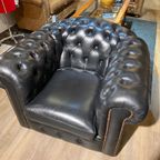 Engelse Salvale Chesterfield Clubfauteuil Zwart Leder thumbnail 5