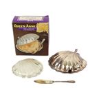 Vintage Coquille Schelp Boterschaal Mes Verzilverd Metaal Queen Anne thumbnail 11