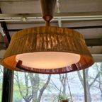 Vintage Design Hanglamp Temde Leuchten Sisal Teak 70s thumbnail 2