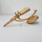 Set Of 3 Vintage Sciolari Wall Lights Gold Plated Brass Italian 1960S thumbnail 4