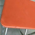 Brabantia Keukenkruk/Trapje Met Oranje Skai Leer, Nederland 1960 thumbnail 6