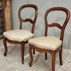 Set Antieke Stoelen Louis Philippe Stijl Creme Wit thumbnail 4