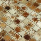 Vintage Vierkante Poef Geitenleer Patchwork Mozaïek Patroon thumbnail 5