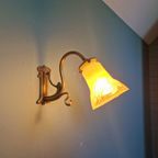 Art Nouveau Bronzen Wandlamp, Jaren 1900 thumbnail 8