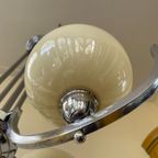 Lamp Hanglamp Art Deco 1930 4 Arms Met Gele Schalen Verchroomd thumbnail 8