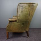 Onvoorstelbaar Mooi Gepatineerde Antieke Wingback Bibliotheekstoel, Oorfauteuil thumbnail 5