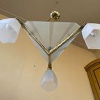 Plafondlamp Lamp 3 Arms Art Deco Jaren 30 Matglas Frans thumbnail 13