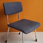 Vintage Stoel, Fauteuil, Stalen Frame En Wollen Stoffering thumbnail 2