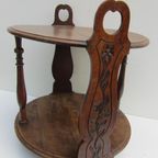 Art Nouveau Rond Houten Tafeltje, Bijzettafeltje, Wijntafel thumbnail 5