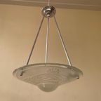 Lamp Art Deco Jaren 30 Modernistisch Matglazen Schaal Frans thumbnail 2