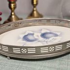 Antiek Klein Dienblad Met Keramiek Tegel (Blauw/Creme) thumbnail 2