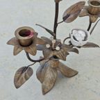 Mn30 – Kandelaar -bloemen Porselein – Kerkkandelaar – Messing thumbnail 5