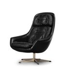 Deens Design Zwart Leren Draaistoel By H.w. Klein For Bramin, 1960s thumbnail 9