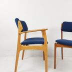 Vintage Deense Stoelen Erik Büch | Ploegwool Blauw Setprijs thumbnail 7