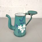 Antieke Emaille Kan Met Bloemen thumbnail 3