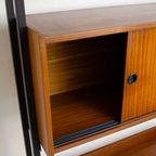 Vintage Wandsysteem Met Bureau Teakhout En Zwart Metalen Frame - Reliving thumbnail 6