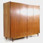 Vintage Mid Century 4-deurs Teak Kledingkast, 1960s thumbnail 3