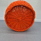 Xxl Oranje Rotan Mand. Vintage Ronde Rieten Opbergmand Etc. thumbnail 9