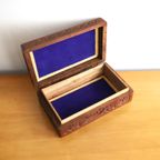 Vintage Houten Doosje Met Ingelegde Bloem Takken, Jaren, India '60/'70 thumbnail 3