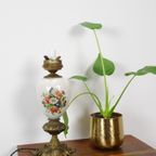 Vintage Porseleinen Lamp Met Bloemen En Messing Voet Margriet thumbnail 2
