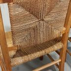 Set Van 4 Vintage Hout En Riet Eetkamerstoelen thumbnail 3
