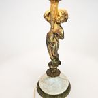 Art Nouveau Stijl - Tafellamp - Verguld - Engel - Marmer - 3E Kwart 20E Eeuw thumbnail 6