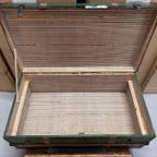 Hutkoffer, Kist, Groen Met Houten Latjes thumbnail 13