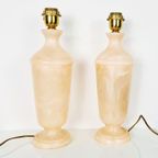 Hollywood Regency Alabaster Lampen Marmer Roze thumbnail 5