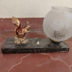 Art Deco Lamp Met Eekhoorn Jaren 30 Frankrijk Marmer. thumbnail 5