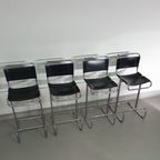 4 X Italian Bar Stool By Stendig Of Steel Tube And Leather 1960S. thumbnail 9