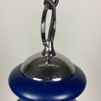 Vintage Glass Sphere With Blue Metal Pendant From The 1970'S thumbnail 5