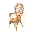 Vintage Rotan Pauwenstoel Fauteuil Gemaakt In De Jaren '70 thumbnail 4