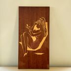 Vintage Mid Century Wandplaat Hout Vrouw Naakt Nude thumbnail 5