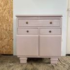 Oud Roze Antieke Commode Met Wasbak thumbnail 2