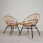 Set Van 2 Rotan, Bamboe Kinder Stoelen Rohe Noordwolde, Jaren 50 thumbnail 4