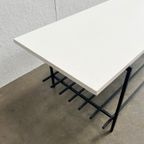 Vintage Salontafel, Wit Houten Blad Op Zwart Stalen Frame. 1970’s thumbnail 7