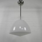 Oude Schoollamp Met Grote Glazen Bol In Opaalglas, Jaren 30 thumbnail 9