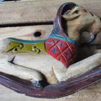 Alexander Girard Style Houten Object Rocking Goat Jaren '50 Folk Art Vintage Antiek thumbnail 3