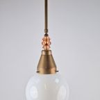 Vintage Art Deco Bol Hanglamp Schoollamp Kopper Mid Century thumbnail 12