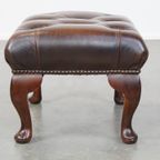 Sierlijke, Donkerbruine Rundleren Chesterfield Hocker thumbnail 4