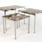 Hollywood Regency Set Van 3 Nesting Tables Vintage Epoxy thumbnail 5