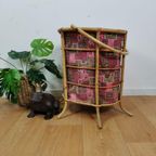 Vintage Wasmand, Opbergmand Prullenbak Van Bamboe thumbnail 8