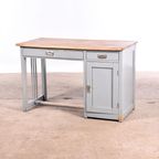 Vintage Bureau Hout | Oud Bureau | Houten Bureau Grijs thumbnail 7