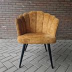 Schelp Fauteuil Oker Goud Kleurige Retro Stoel thumbnail 2