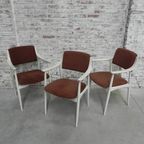 3 Vintage Stoelen Met Armleuningen En Ribfluwelen Bekleding thumbnail 13