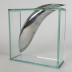 Lisa Mori Voor Inn - Modernist - Glas - Kristal - Aluminium - Vaas - 90'S thumbnail 2