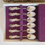 Antieke Theelepels In Doos Verzilverd Zilver thumbnail 5