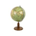 Vintage Wereldbol Globe Met Kompas Op Eiken Basis Jaren 40 thumbnail 4
