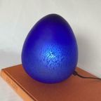 Vintage Kobalt Blauwe Egg Lamp Eivormig Murano Glas Mushroom thumbnail 2